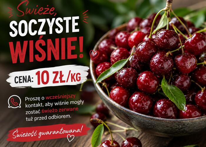 Grajewo ogłoszenia: ???? Świeże, soczyste wiśnie!
???? Cena: 10 zł/kg

Proszę o...